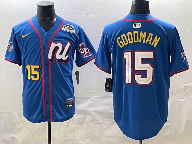 Men 2025 Colorado Rockies #15 Goodman Blue All star Nike MLB Jersey style 09